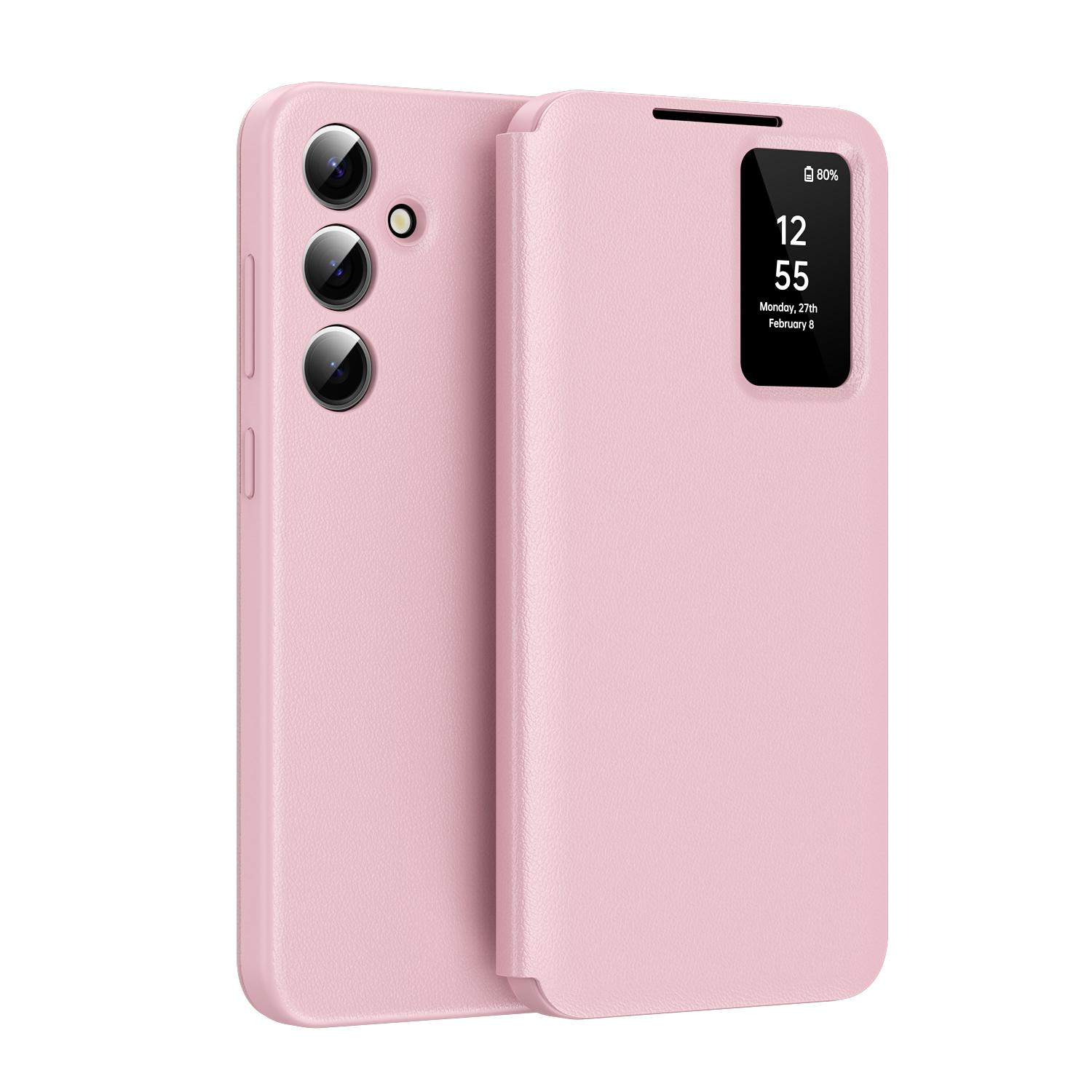 

Smart Window S View Flip Case for Samsung GALAXY S24 Ultra Wallet Cover рожевий