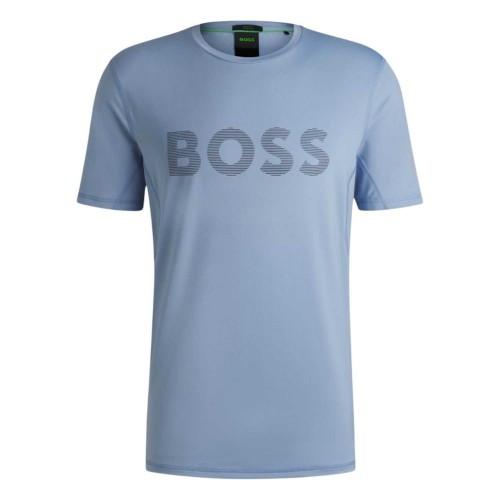 Boss Mens Striped Logo Regular T-Shirt