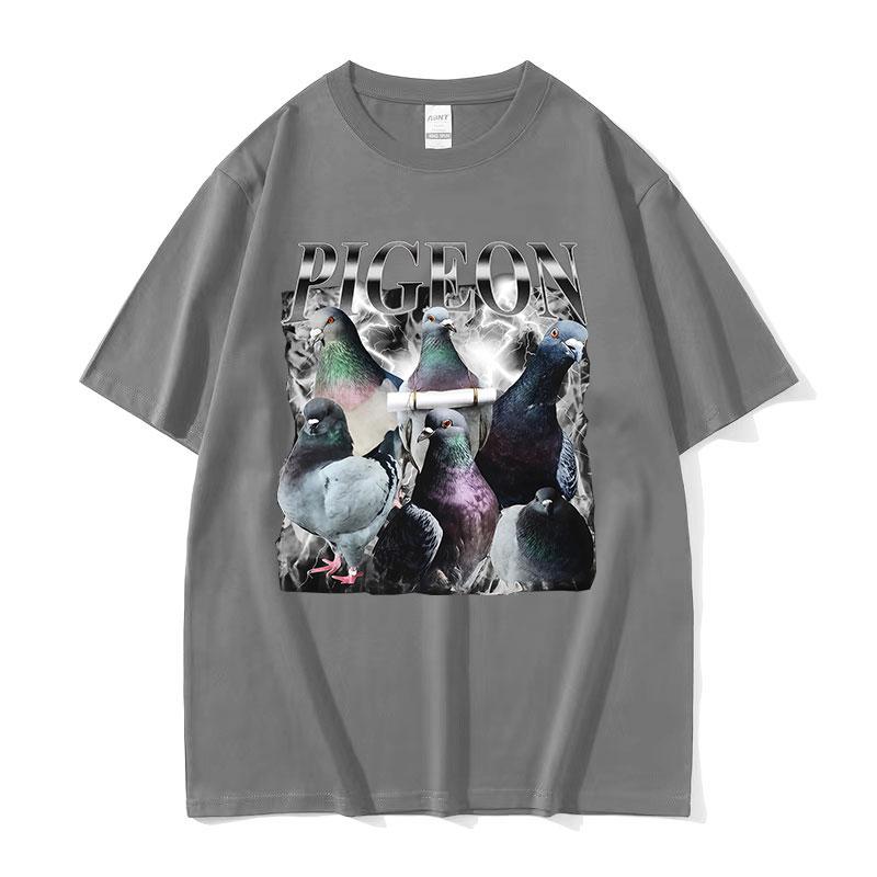 Taube Lustige Grafik T-Shirts Unisex Damen Ästhetisches Vintage Kurzarm-T-Shirt Lässig 100% Baumwolle Übergroßes T-Shirt Streetwear