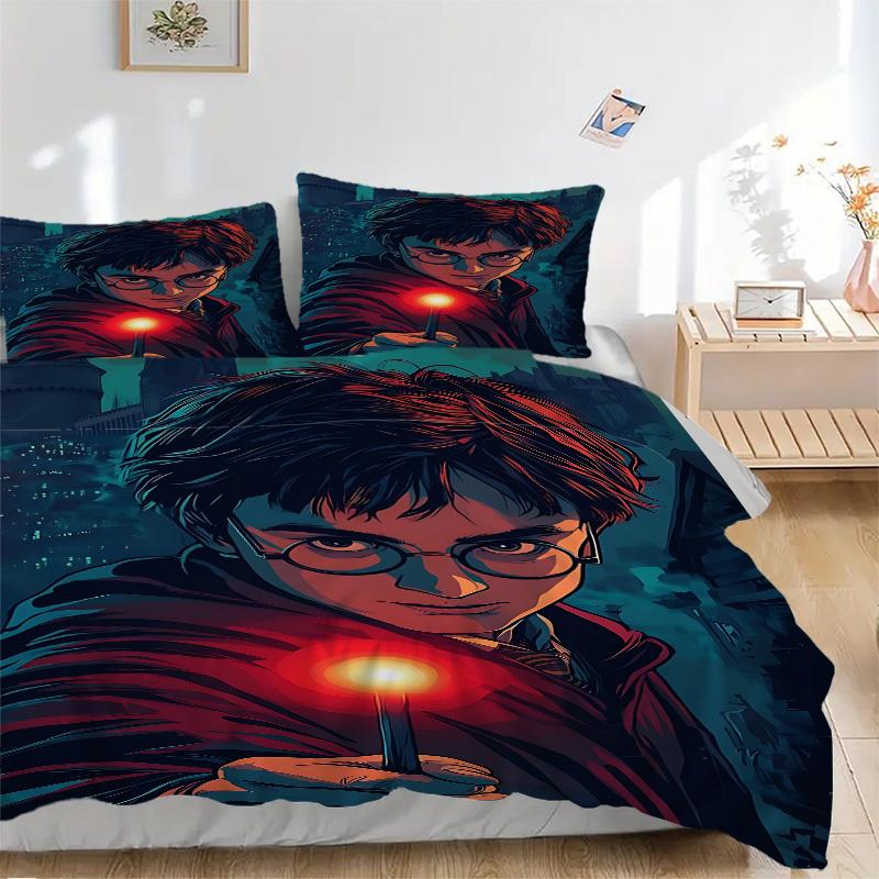 3pcs bedding set Harry Potter Includes 1 Comforter + 2 Pillowcases, Without Pillow Inserts, Soft Comfortable, Lightweight Breathable, Printe