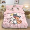 3pcs Cute Cartoon Cat Printed Chipless Duvet Cover Set, Multi Size Bedroom Bedding Decoration, Comfortable Machine Wash