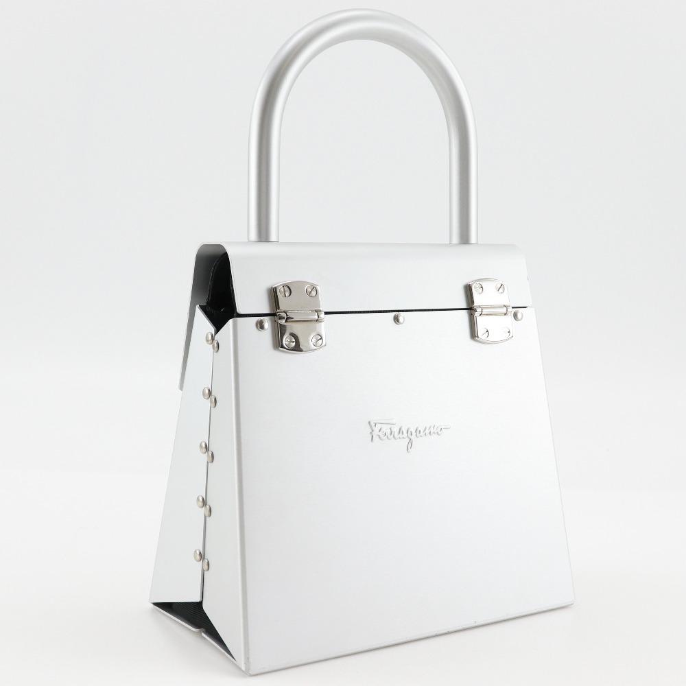 Salvatore Ferragamo Gancini Handbag AU21-6716 One handle Silver Aluminum Women Used