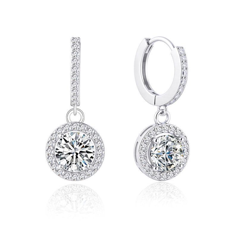 Sterling Silver Moissanite Star Stud Earrings - 1 Carat Classic Dangle 925 Silver
