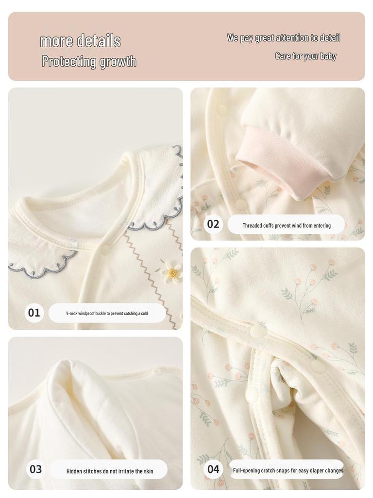Autumn/Winter Baby Girl Cotton Jumpsuit - Thick, Warm Newborn Romper