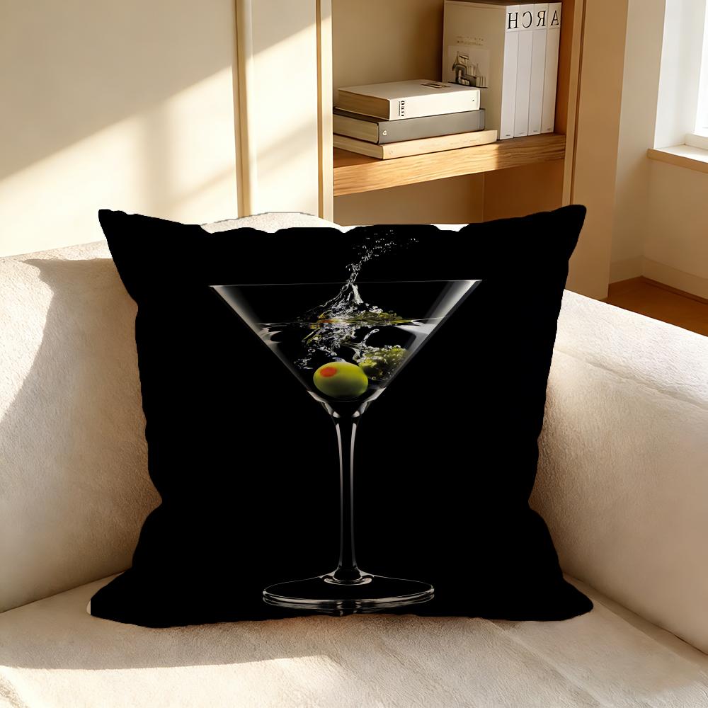 Cushion Cover Nordic Style Natural Linen Pillow Cover Durable Washable Pillowcase for Home Bedroom Sofa P Bar Wine Glass