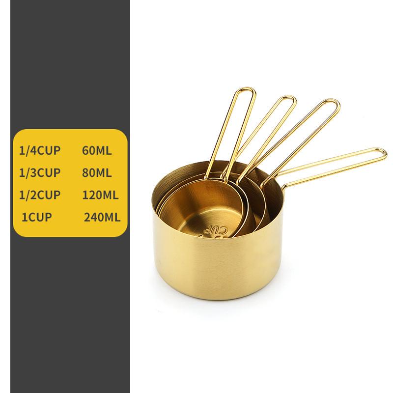 Stainless Steel 5 Piece Measure Spoon and 4 Piece Measure Cup SetMultifunctional Golden Measuring Spoon Set Home Kitchen Accesso