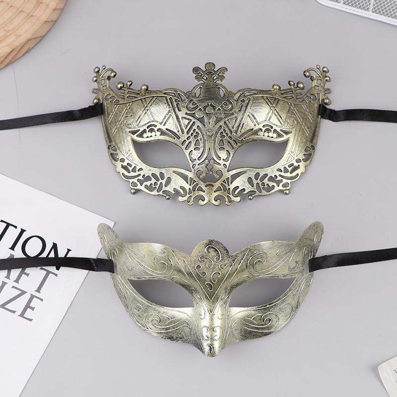 2Pcs Halloween Mask Retro Half Face Costume Masks Masquerade Party Decorations Plastic Women'S Props Dance Mask