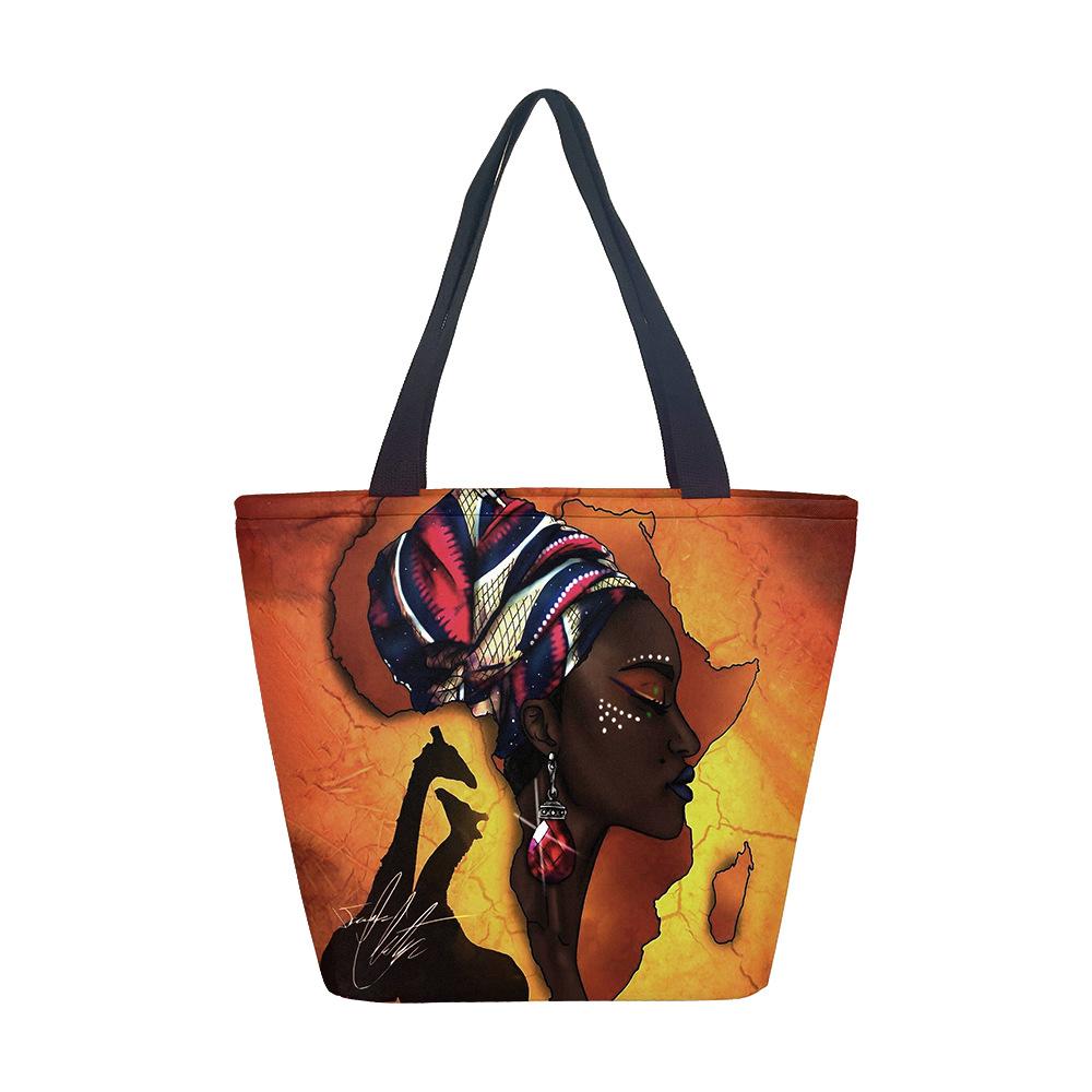 

Большая вместимость женская модная африканская черная женская сумка на плечо тренд кампус шопинг большая сумка-тоут Tote bag