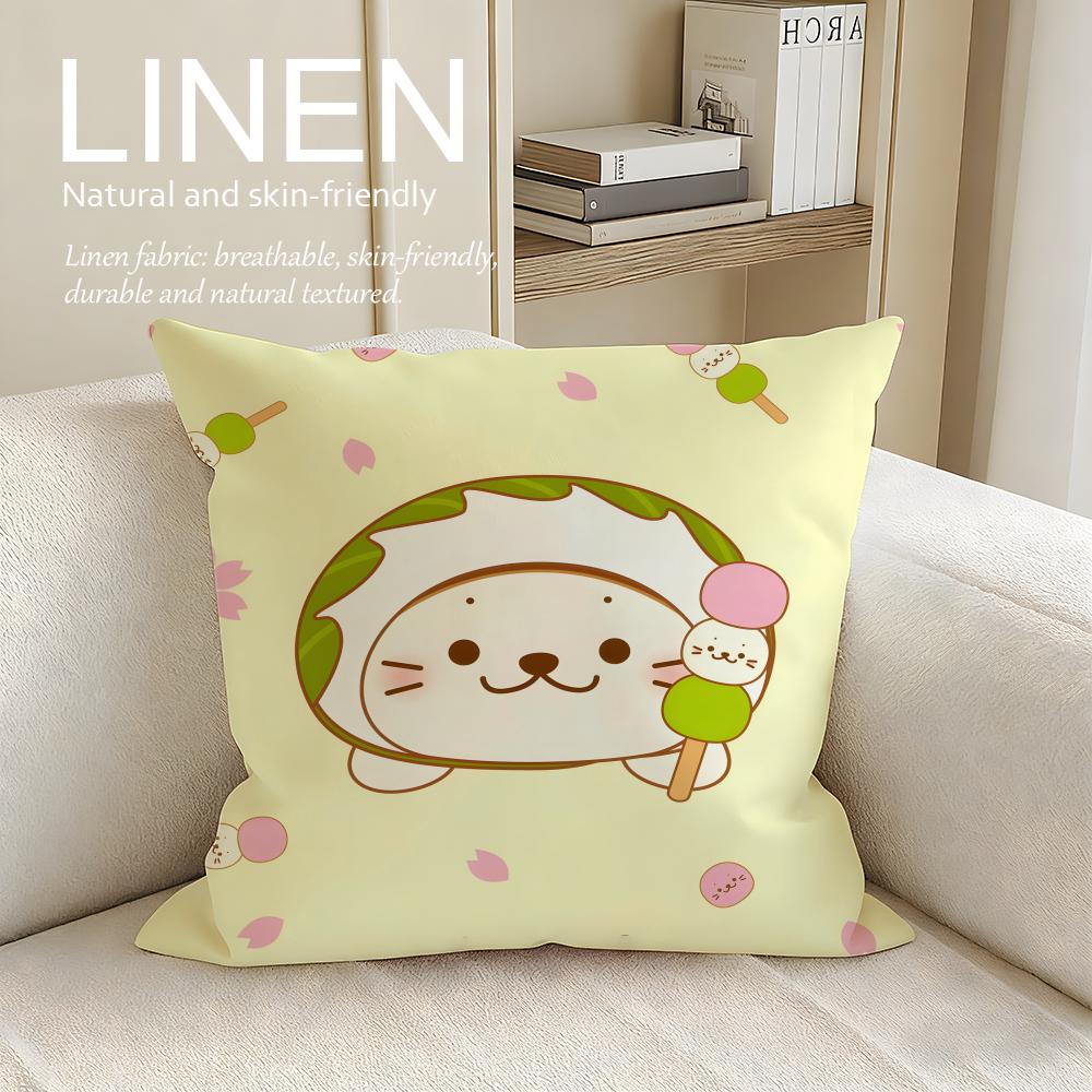 Cute Yurumofu Seal Cushion Cover Pillowcase Set Pcs x x Breathable Washable Sofa Cushion Cover