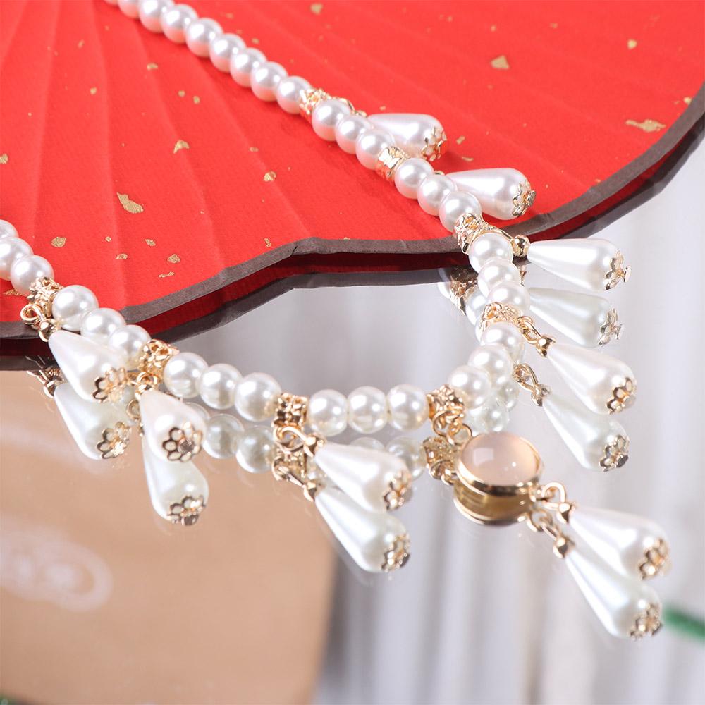 Pearls Chinese Style Necklace Vintage Cheongsam Necklace Vintage Hanfu Necklaces  Clavicle Chain