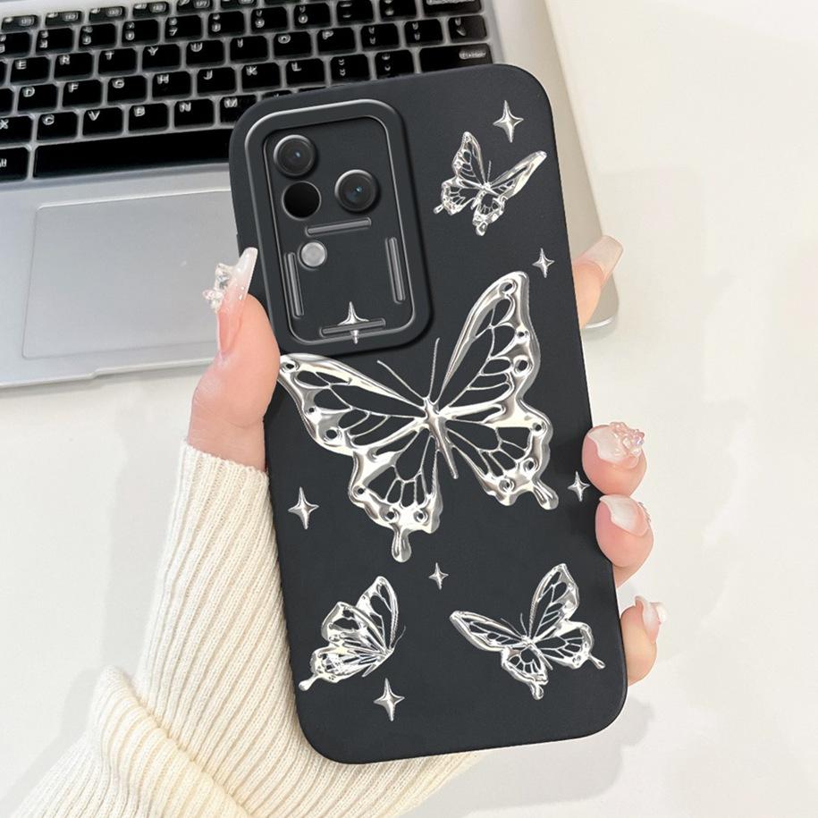 Für Vivo V30 V2318 Hülle V30 Pro V2319 Cover Beliebte Blumen Schleife Weiche Flüssigsilikon Handyhüllen Für Vivo S18 Pro V 30 Fundas