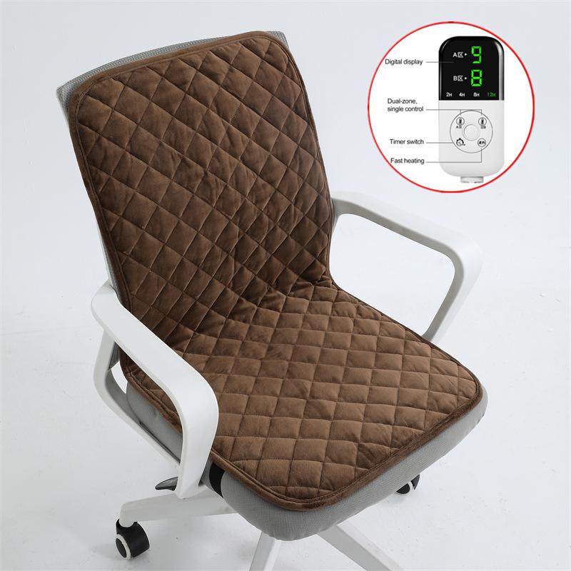 Electric Heated Seat Cushion Office Chair Heating Mat Smart Timer Winter Warming Pad Integrated Backrest Pad