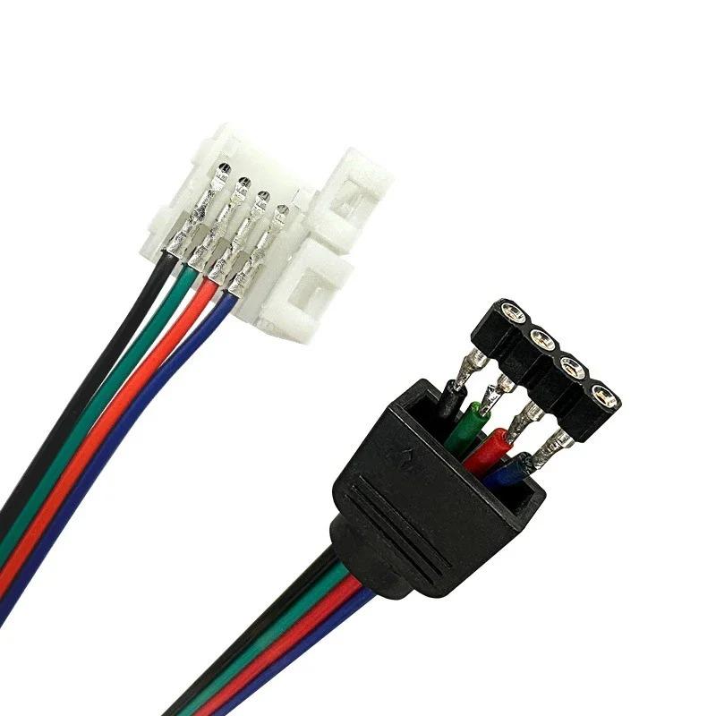 5PCS 4Pin LED Cable Male Female Connector RGB Adapter Wire No Solder Connectors For SMD 5050 2835 LED Strip Wire PCB Ribbon 10mm