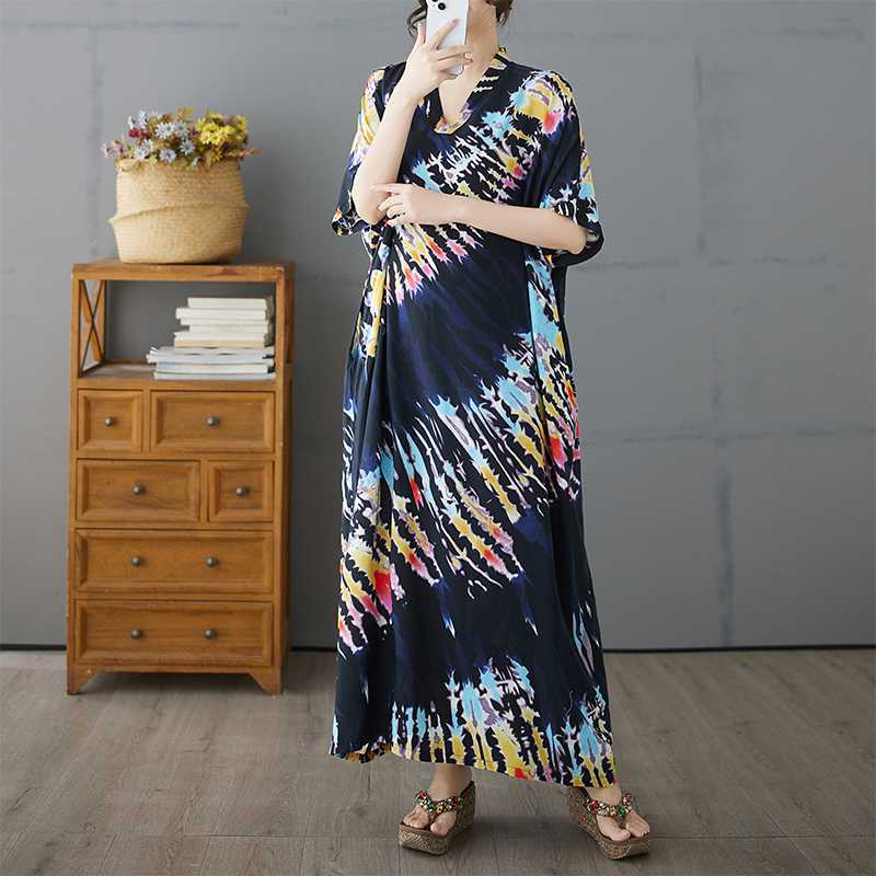 Hanging Short Sleeved Dress for Women, Mid To Long, Western-style Straight Tube Skirt