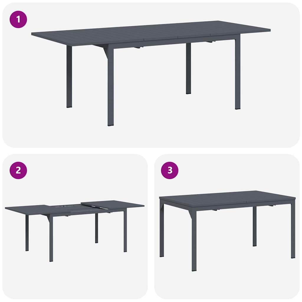 Outdoor Dining Table Foldable Anthracite 210 x 90 x 73 cm Steel