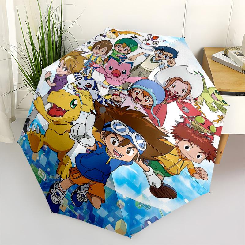 

1pc Digimon Adventure Outdoor Umbrella - Automatic Opening/Closing, Portable 3-Fold Design with 8-Bone Iron Frame - Perfect Gift for Fans, Travelers,