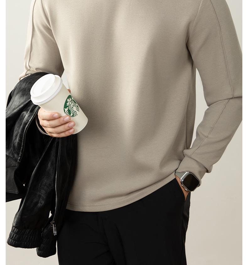 Men's Heavyweight Air Layer Long Sleeve Semi-High Neck Sweatshirt (340G) - Autumn/Winter Luxury