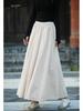 Retro Literary Burnout Cotton Linen Elastic Waist Midi Skirt - Autumn/Winter