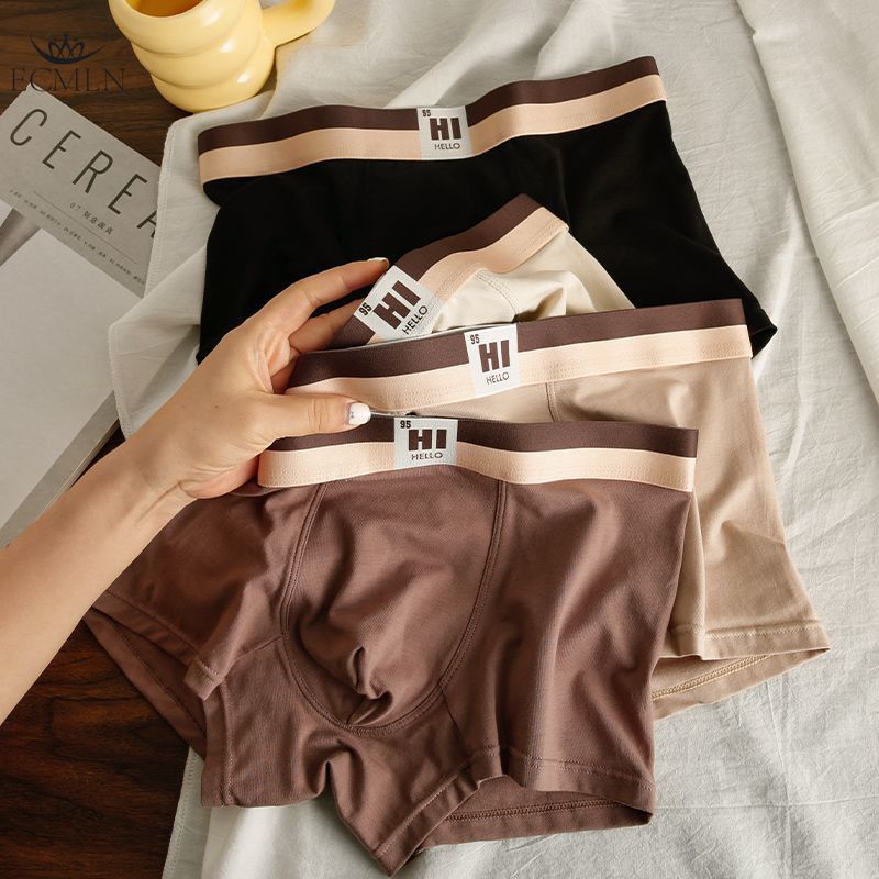 4 PCS Solid Color Men's Underwear Comfortable Breathable Boxer Briefs Soft Skin-friendly Boxer Briefs Mid-Waist Youth Shorts L-3XL
