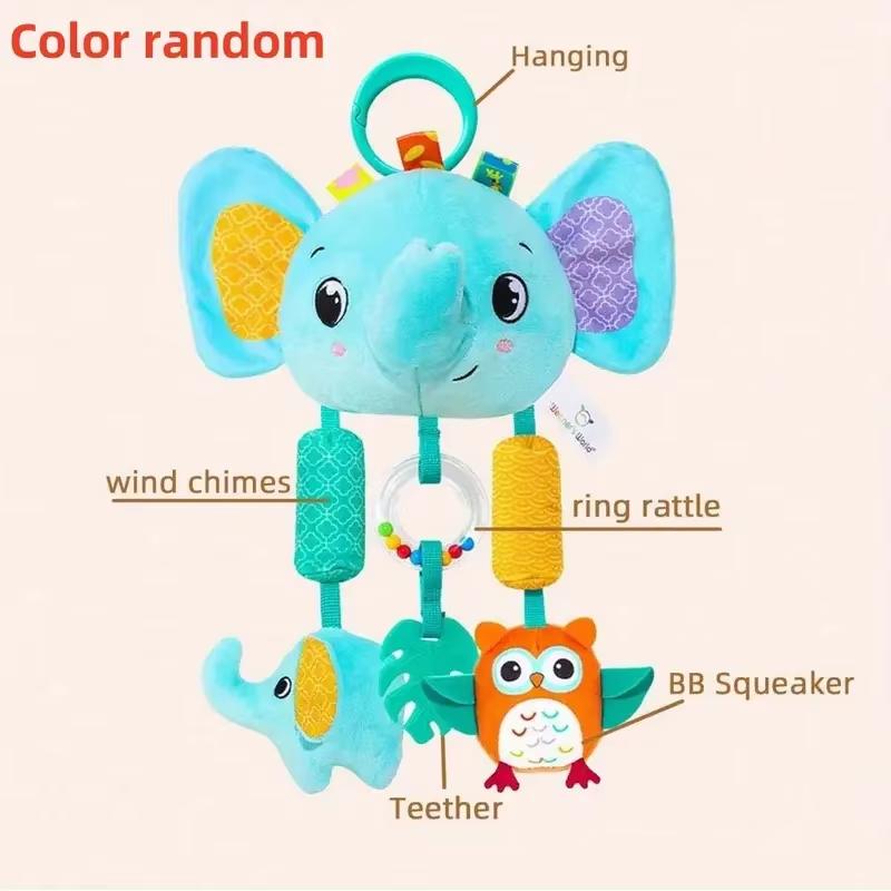 Wiszące Grzechotki Zabawki dla Niemowląt Kreskówkowe Zwierzę Spiralna Wisząca Zabawka z Dzwoneczkiem Zabawki do Wózka Samochodowego dla Niemowląt Noworodków
