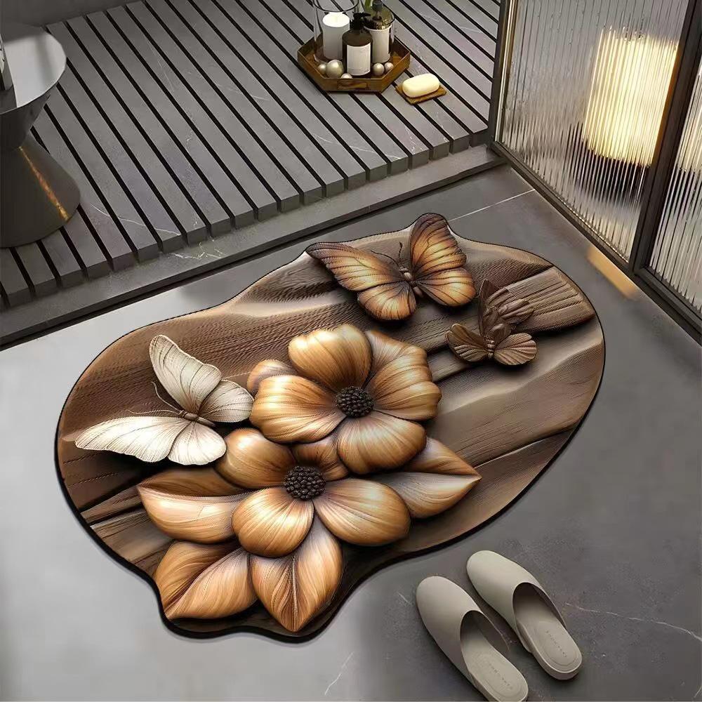 Irregular 3D Flower Diatom Mud Bathroom Anti-slip Absorbent Floor Mat