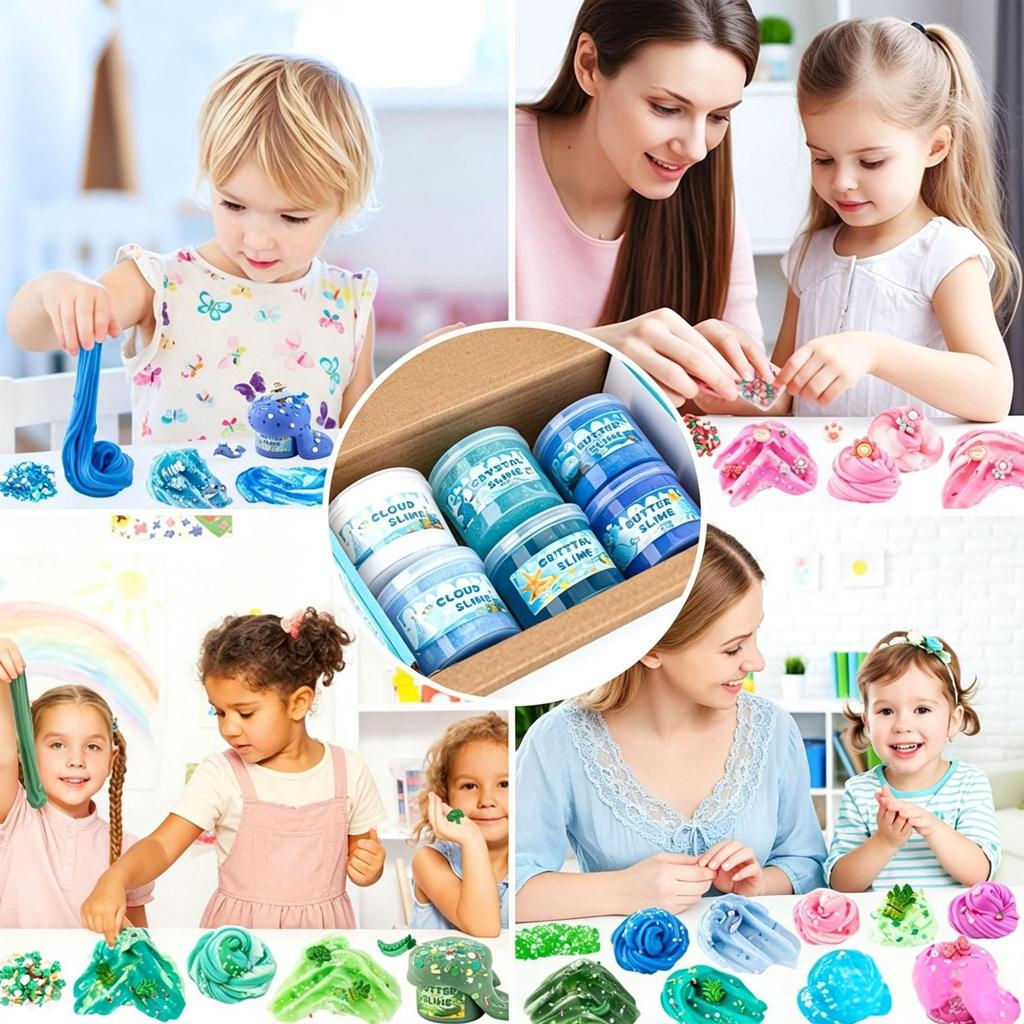 Kit Slime al Burro Fango Nuvola Soffice Putty di Cristallo Giocattolo Fai-da-te per Alleviare lo Stress per Bambini