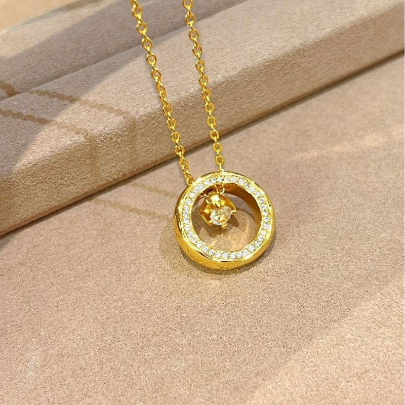 Colar de Diamante Único Círculo Vintage Co Versátil Exquisito Pingente com Padrão Cruzado Colar de Alto Bom Gosto