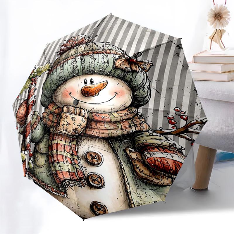 

1pc Christmas Snowman Automatic Opening/Closing Umbrella, Festive Gift for Fans, Travelers & Daily Use.V025