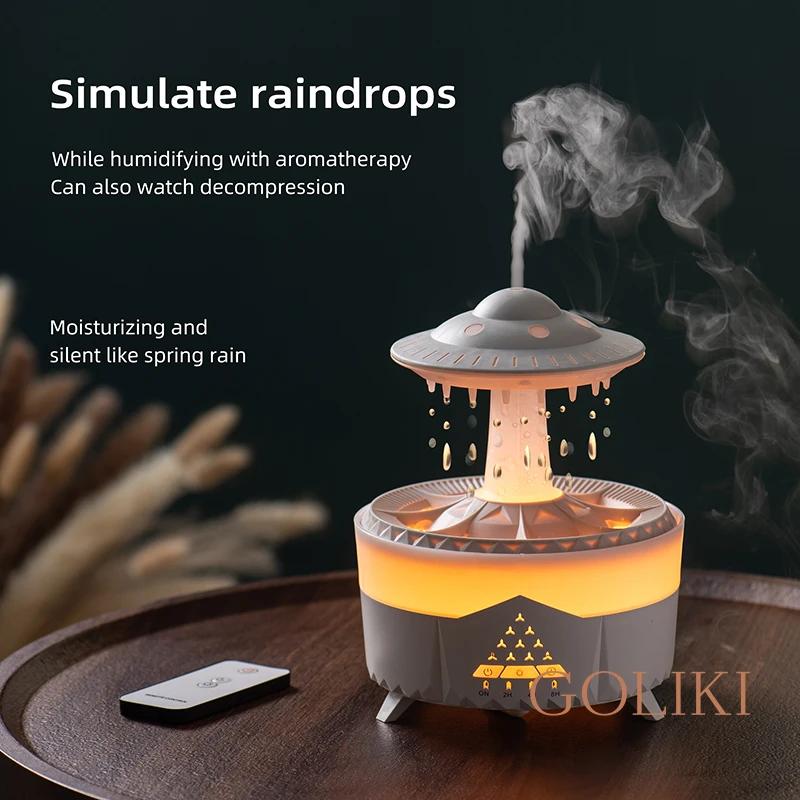 Nor de ploaie Umidificator de aer Telecomandă Picătură de ploaie Timp ciuperci Lumină de noapte colorată Difuzor de ulei Acasă Dormitor Cadouri 110/220V