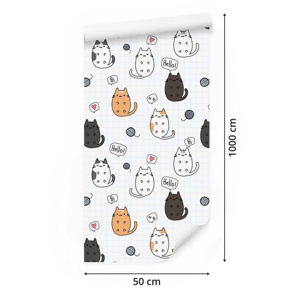 Cheerful kittens wallpaper for living room and bedroom 50x1000