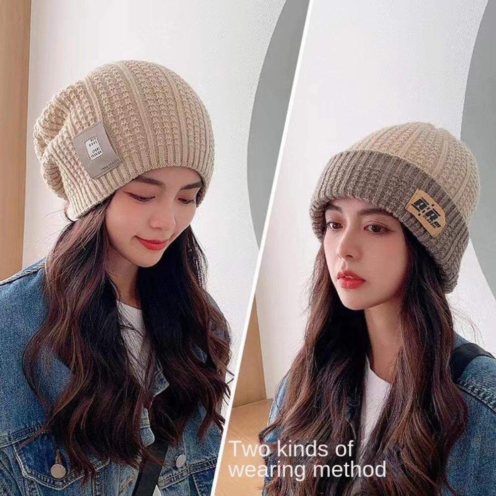 Crochet Knitted Beanie Solid Color Knitted Stacking Hat Harajuku Winter Cold Hat  Autumn