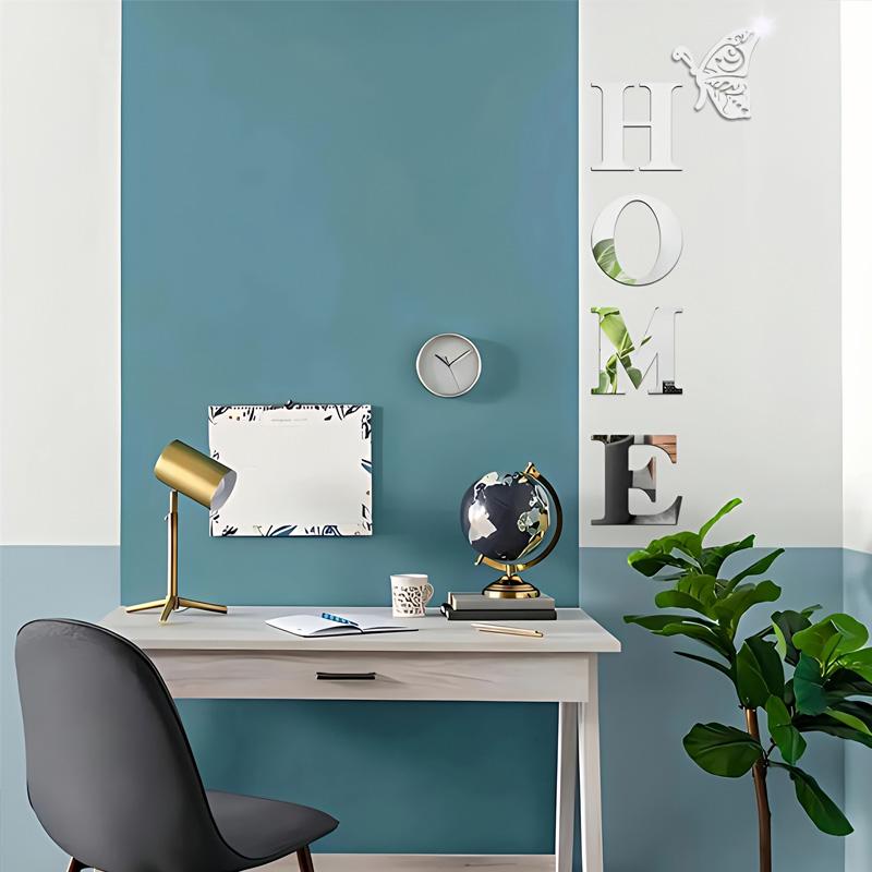 1 Set Acrylic 3D Family Slogan Self-Adhesive Wall Sticker DIY Mirror Home Decor HOME Removable English Alphabet
