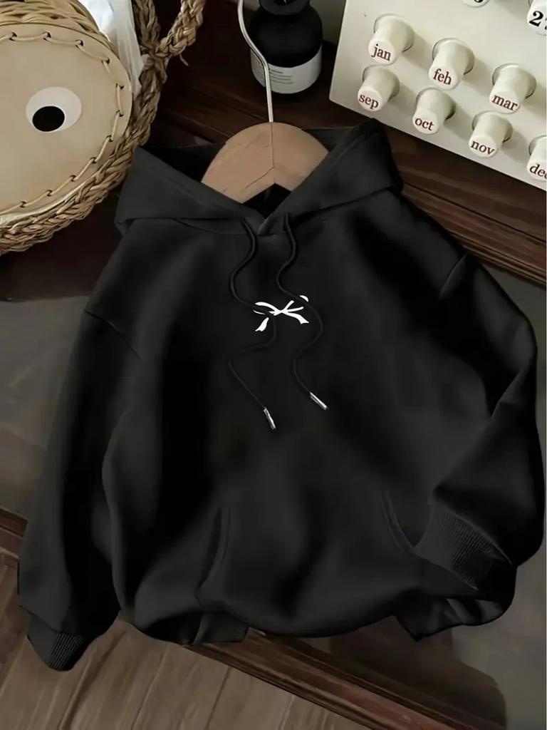 Casual Women Hoodie with Butterfly Print Kangaroo Pocket Long Sleeves Casual Stylish Pullover Hooded Sweatshirt with Drawstring