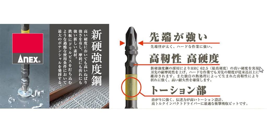 ANEX Black Dragon Tough Assorted Set of Double-Ended Bits, 5, ABRM5-01