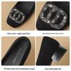 ZHR Women's Rhinestone Buckle Low-Cut Chunky Heel Slip-On Pumps K509