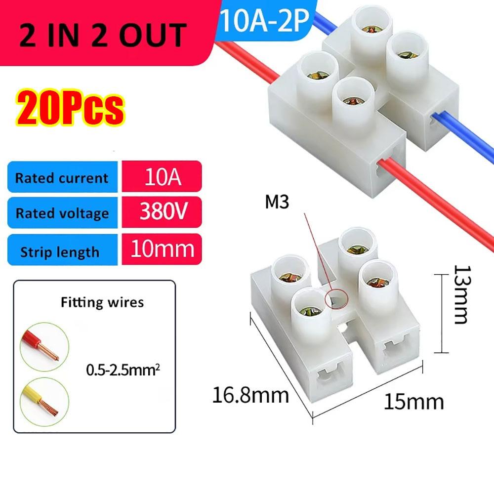 20Pcs Plastic LED Lighting Terminal Block 2P/3P Screw Cable Connector Lighting Decoration