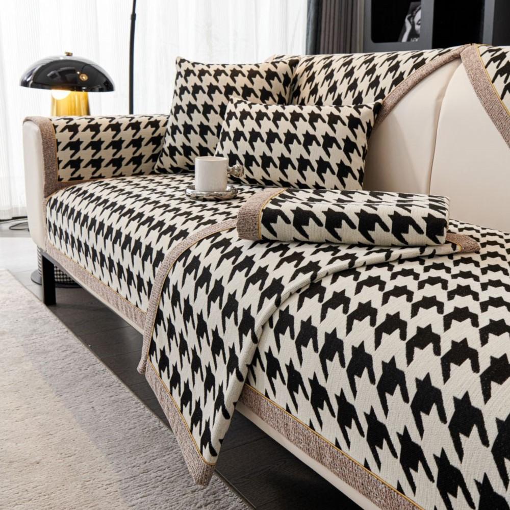 

Нескользящая подлокотник, спинка, диванная подушка, универсальный чехол для дивана из шенилла, роскошные чехлы для диванных подушек с узором «гусиная лапка» 70X70cm 1pc