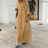 Casual Pocket Shirt Collar Long Dress, Plus Size Casual Dress