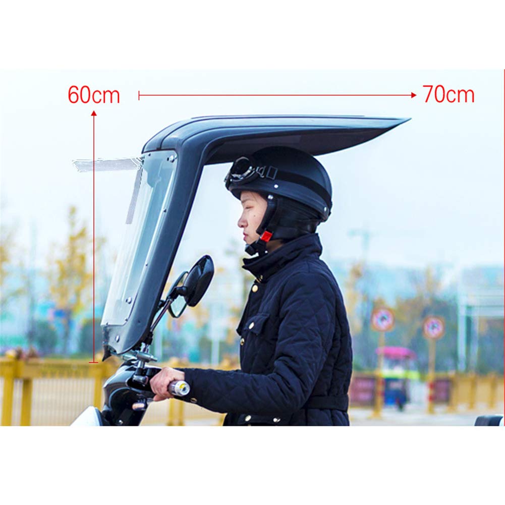 Motorcycle Canopy, Bike Roof Bicycle Sun Visor Shade Tent Umbrella Windshield, Black, Rear Mirror View