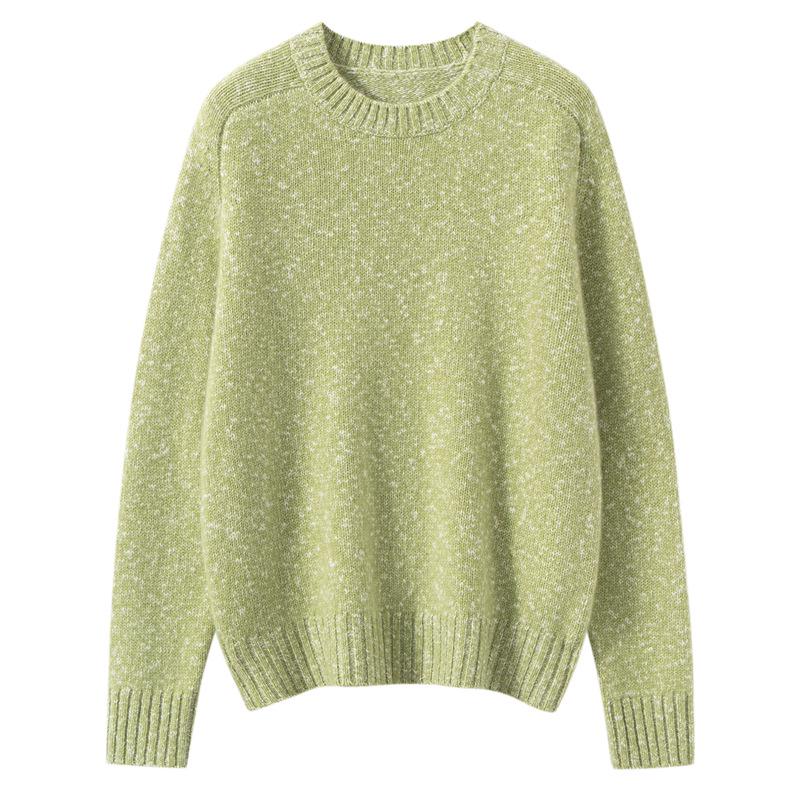 Women's Retro Loose Fit Cashmere Sweater - Plus Size Round Neck Pullover for Autumn/Winter