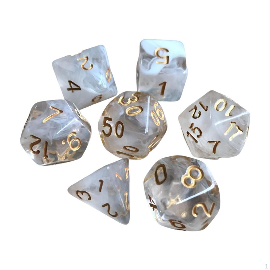 7 Pieces Polyhedral D4-D20 Family Table Game for Role Playing Cafe