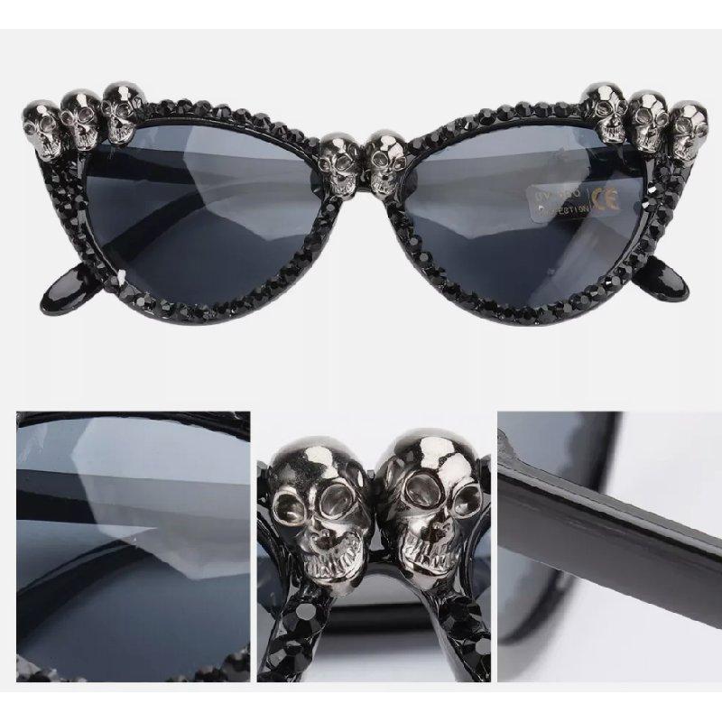 Skull Ladies Halloween Sunglasses Party Decoration Zircon Border Glasses Plastic