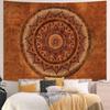 Boho Mandala Gobelin Wiszący na Ścianę Hippie Bohemski Kwiatowy Medalion Indyjski Gobelin Estetyczny Artystyczny Wystrój Ściany Duży Vintage Pomarańczowy