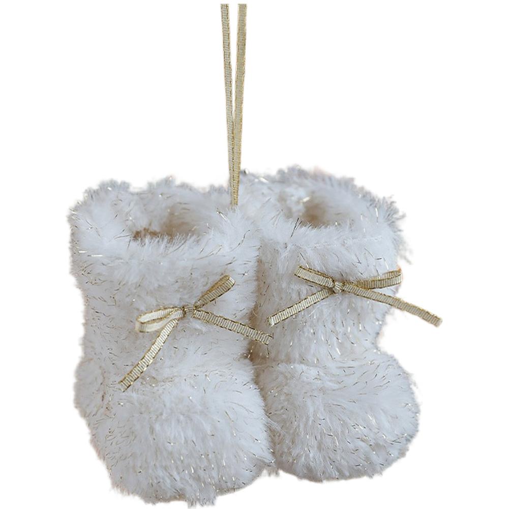 Miniature Christmas Boots Ornaments Set Plush Design for Tree Hanging Small Boot Shape Lightweight Holiday Seasonal Decor