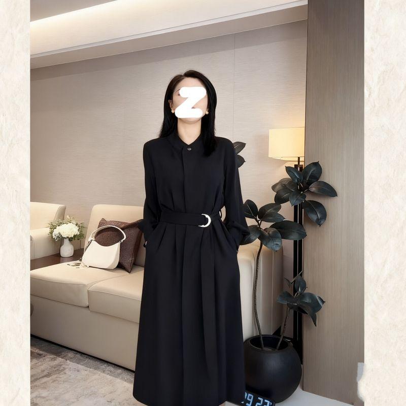 

Plus-Size Women s Fashion Workwear Dress with a Hepburn Style, New Spring Collection, Loose-Fitting, Slimming, Elegant Long Dress for Curvy Women Black M