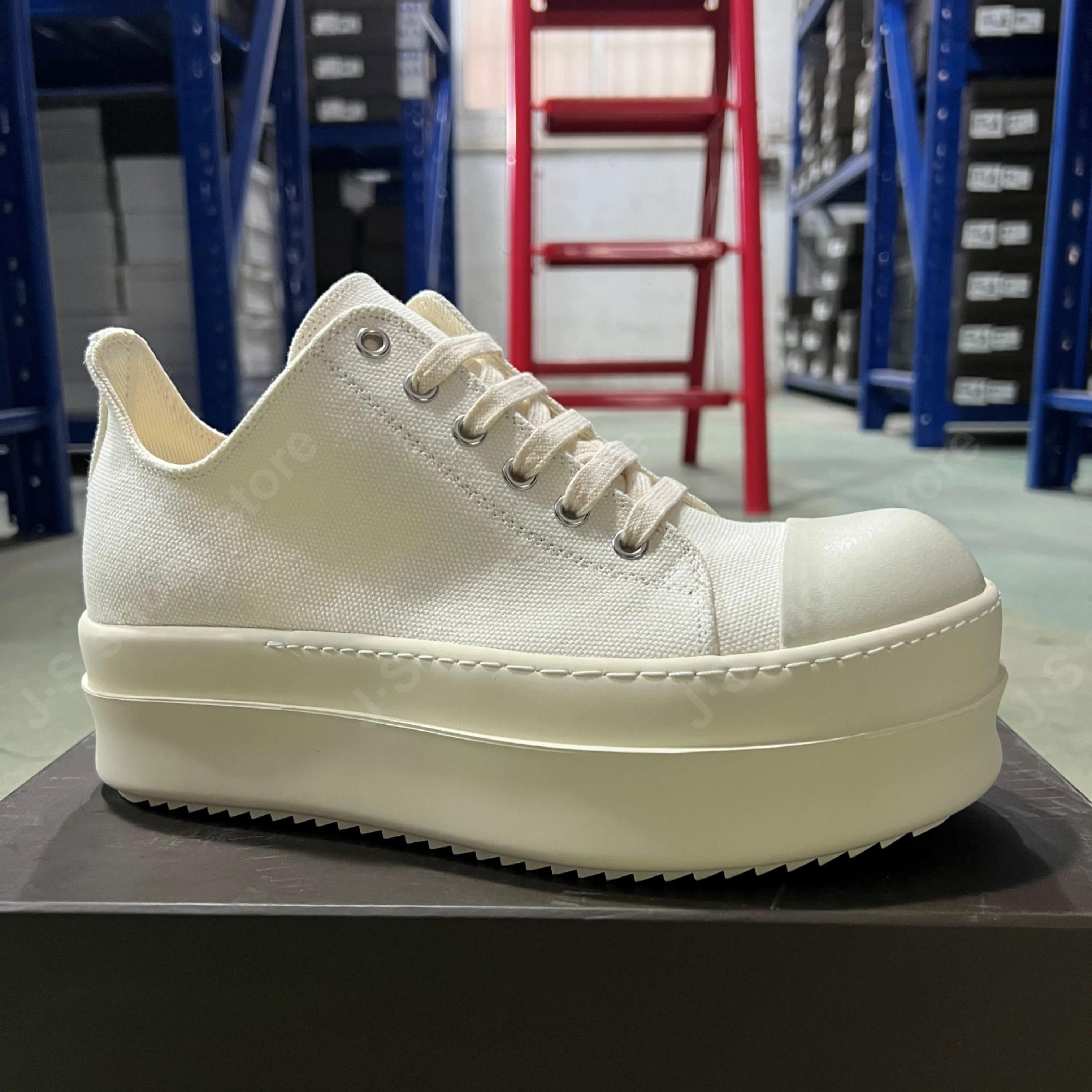 

R-o Designer White Shoe Men Sneaker Women Beige Canvas Low Top Casual Shoes Lace Up Platform 6cm Thick Sole Sneakers Pantshoes 35