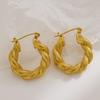 European Retro Simple Titanium Steel Twisted Braid Ear Cuff and Stud Earring for Women