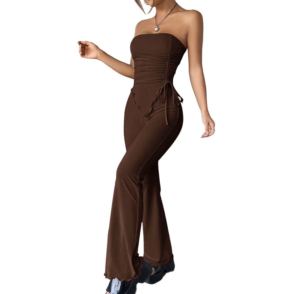 2025 Women's Sexy Strapless Top & Long Pants Two-Piece Street Fashion Set for Spring/Summer