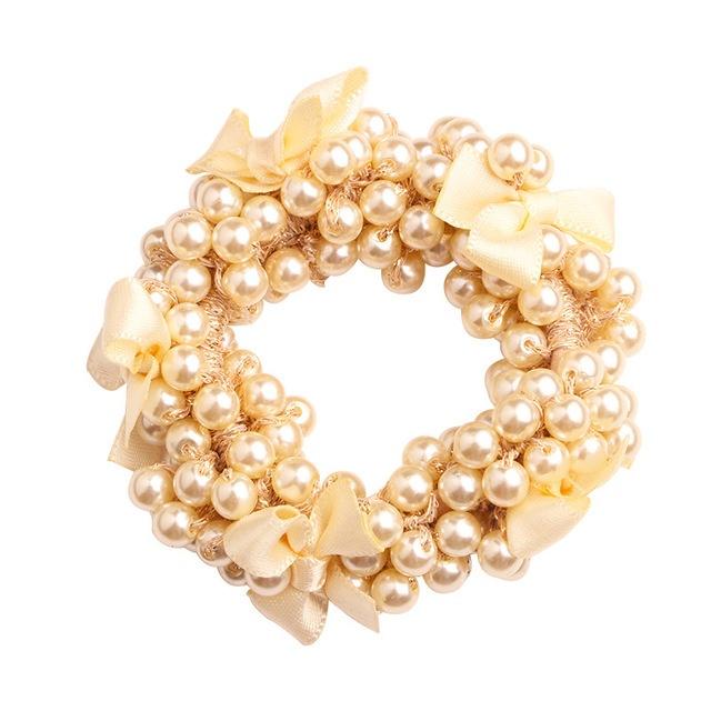 1PC Women Imitation Pearls Exquisite Butterfly Hair Accessories Elastic Hair Rope