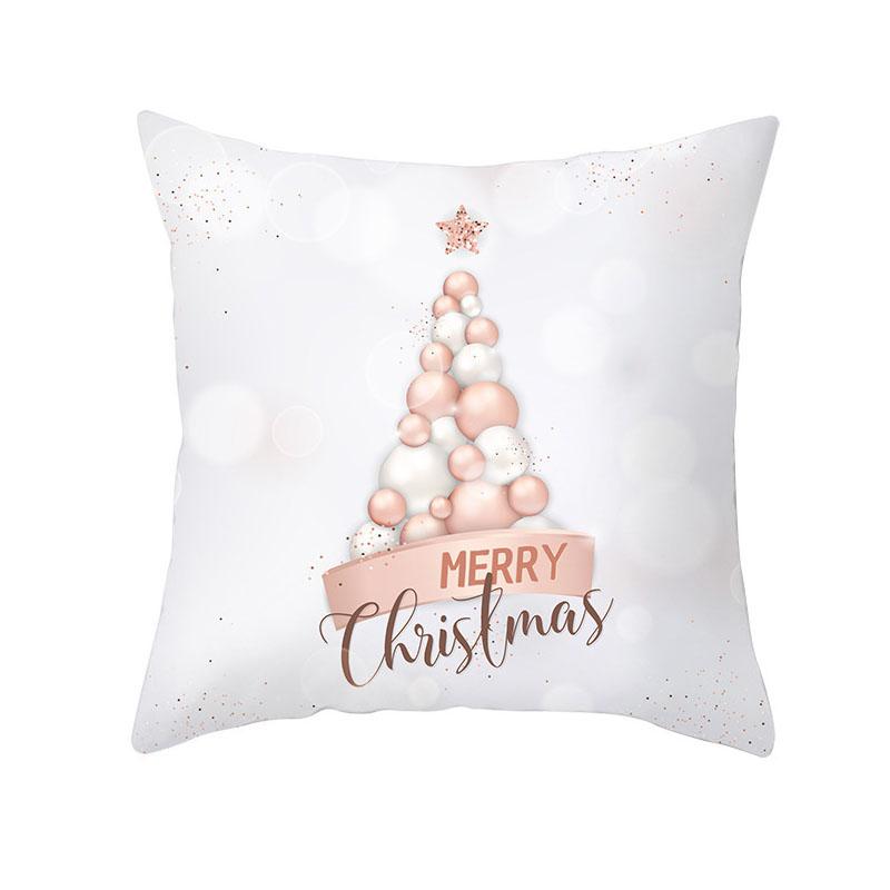 Merry Christmas Pink Gold Peach Velvet Pillowcase  Decoration Sofa Cushion Cover Bedroom Room Home  45x45cm